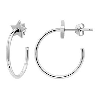 Aleure Precioso 18k Gold Star Posted Hoop Earrings