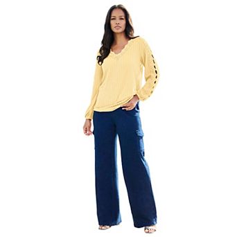 Roaman's Women's Plus Size Lace Trim And appliquÃ©d Tee