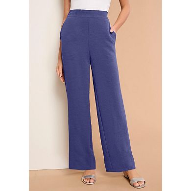 Roaman's Women's Plus Size Plus Size Airflow Wide Leg Pant