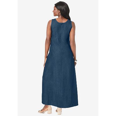 jessica london denim maxi dress Jessica London Women's Plus Size Stretch Denim Maxi Dress