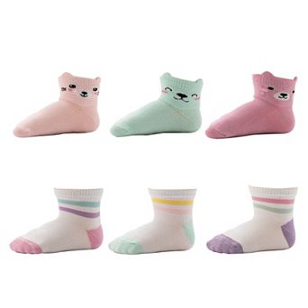 Baby & Toddler Girls Jumping Beans® 6 Pack Low-Cut Soft Grip Socks