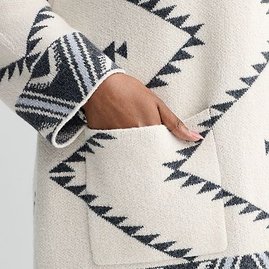 Plus Size Chelsea & Theodore Long Sleeve Open Front Coatigan