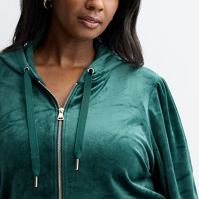 Plus Size Industry Long Sleeve Zip-Front Hoodie