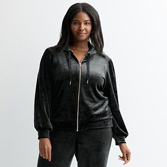 Plus Size Industry Long Sleeve Zip-Front Hoodie
