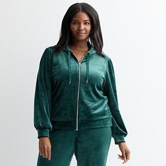 Plus Size Industry Long Sleeve Zip-Front Hoodie