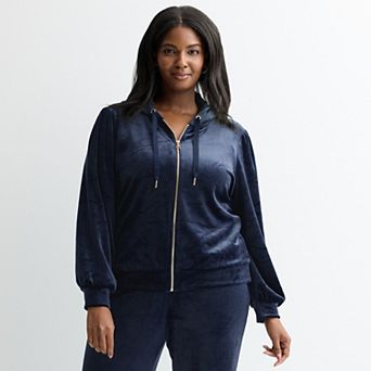 Plus Size Industry Long Sleeve Zip-Front Hoodie