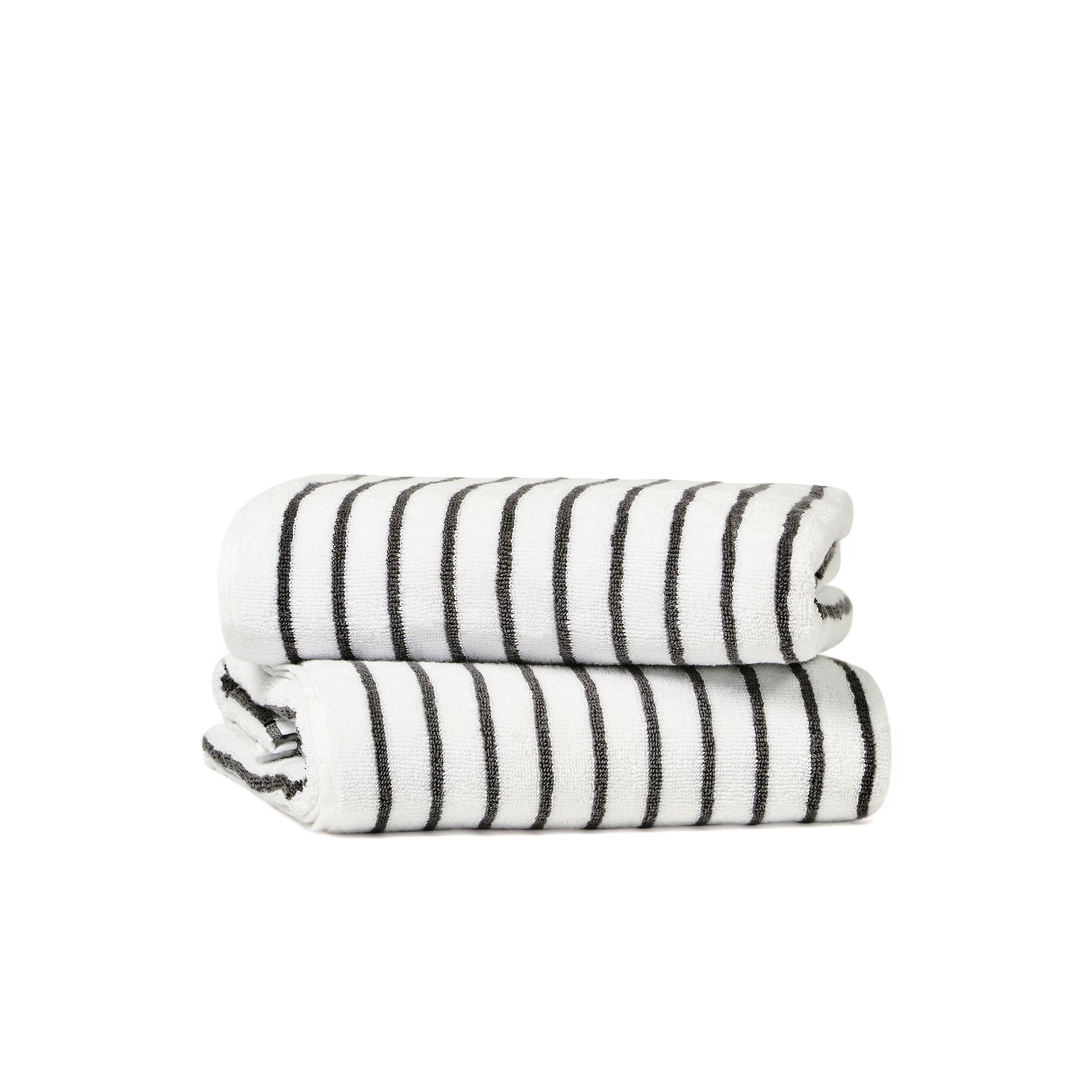 Home Collection Cotton Cabana Striped Towel Set, Stripes Gray