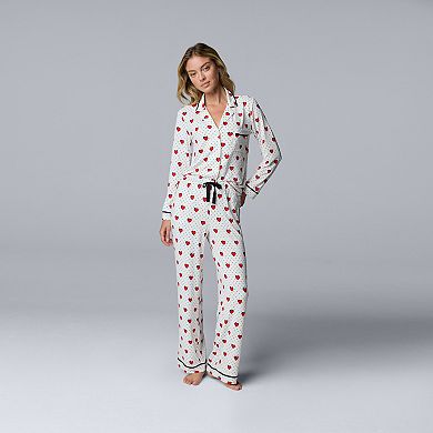 Women's Simply Vera Vera Wang Cozy Long Sleeve Pajama Top & Pajama Bottoms Set