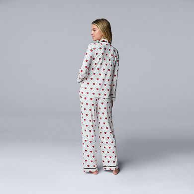 Women's Simply Vera Vera Wang Cozy Long Sleeve Pajama Top & Pajama Bottoms Set