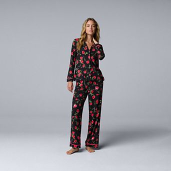 Women's Simply Vera Vera Wang Cozy Long Sleeve Pajama Top & Pajama Bottoms Set