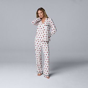Women's Simply Vera Vera Wang Cozy Long Sleeve Pajama Top & Pajama Bottoms Set