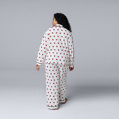 Plus Size Simply Vera Vera Wang Cozy Long Sleeve Pajama Top & Pajama Pants Set