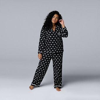 Plus Size Simply Vera Vera Wang Cozy Long Sleeve Pajama Top & Pajama Pants Set