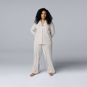 Plus Size Simply Vera Vera Wang Cozy Long Sleeve Pajama Top & Pajama Pants Set
