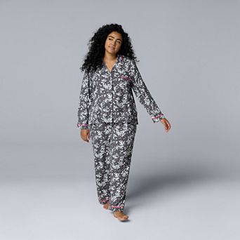Plus Size Simply Vera Vera Wang Cozy Long Sleeve Pajama Top & Pajama Pants Set