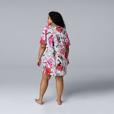 Plus Size Simply Vera Vera Wang Cozy Short Sleeve Sleepshirt