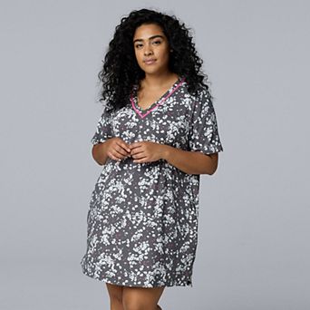 Plus Size Simply Vera Vera Wang Cozy Short Sleeve Sleepshirt
