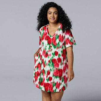 Plus Size Simply Vera Vera Wang Cozy Short Sleeve Sleepshirt