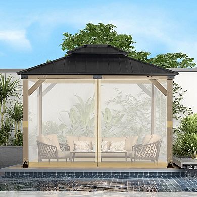 Aoodor Gazebo Replacement Curtain,Universal 4-Privacy Panel,Gazebo Sidewalls(Curtains Only)