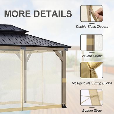 Aoodor Gazebo Replacement Curtain,Universal 4-Privacy Panel,Gazebo Sidewalls(Curtains Only)