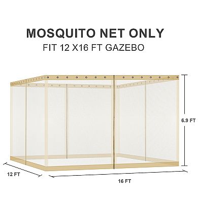 Aoodor Gazebo Replacement Curtain,Universal 4-Privacy Panel,Gazebo Sidewalls(Curtains Only)