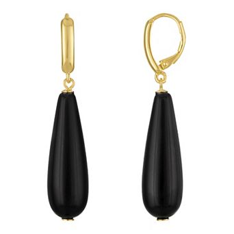 Designs by Gioelli Gold Over Sterling Silver Leverback Dangle Earrings