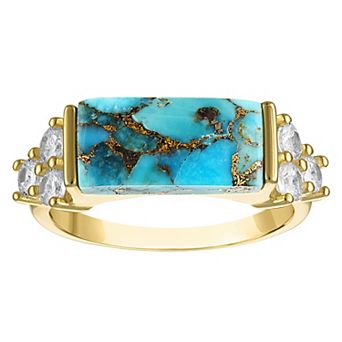 Designs by Gioelli Gold Over Sterling Silver 3 Carat Copper Turquoise Ring