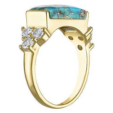 Designs by Gioelli Gold Over Sterling Silver 3 Carat Copper Turquoise Ring