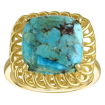 Designs by Gioelli Gold Over Sterling Silver 5 Carat Copper Turquoise Ring