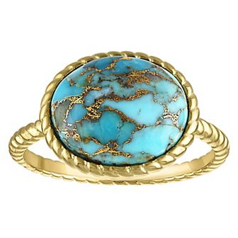 Designs by Gioelli Gold Over Sterling Silver Copper Turquoise Bezel Ring