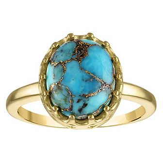 Designs by Gioelli Gold Over Sterling Silver Copper Turquoise Crown Ring