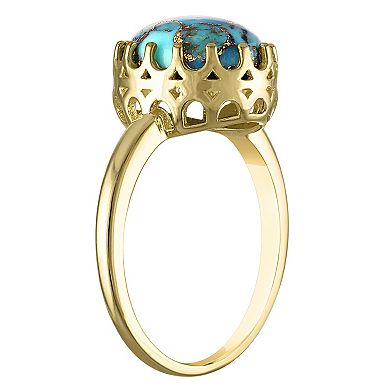 Designs by Gioelli Gold Over Sterling Silver Copper Turquoise Crown Ring