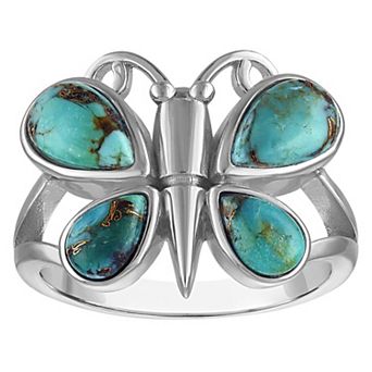 Designs by Gioelli Sterling Silver Blue Copper Turquoise Butterfly Ring