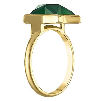 Designs by Gioelli Gold Over Sterling Silver Green Chalcedony Star Ring