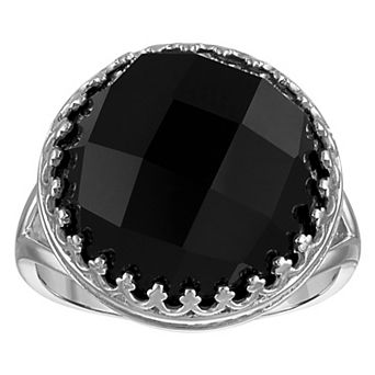 Designs by Gioelli Sterling Silver Black Onyx Crown Ring