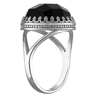 Designs by Gioelli Sterling Silver Black Onyx Crown Ring