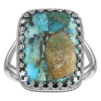 Designs by Gioelli Sterling Silver Turqoise Crown Ring