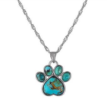 Designs by Gioelli Sterling Silver Copper Turquoise Dog Paw Pendant