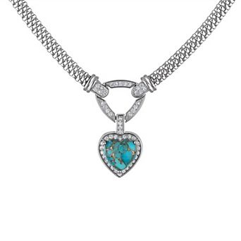 Designs by Gioelli Sterling Silver Copper Turquoise Heart Mesh Pendant Necklace