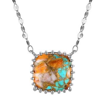 Designs by Gioelli Sterling Silver Oyster Turquoise Pendant Necklace