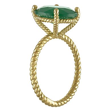 Designs by Gioelli Gold Over Sterling Silver Green Chalcedony Solitaire Ring