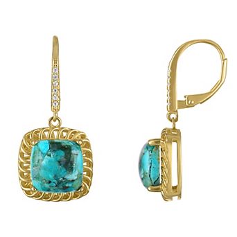Designs by Gioelli Gold Over Sterling Silver 6 Carat Copper Turquoise Earrings