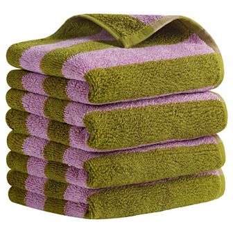 Striped Hand Towels Set, Absorbent Soft Towel for Kitchen Spa Workout 4 Pack