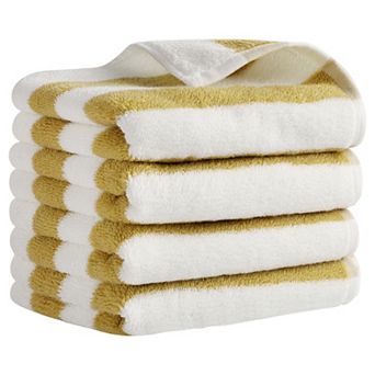 Striped Hand Towels Set, Absorbent Soft Towel for Kitchen Spa Workout 4 Pack