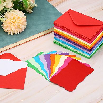 3.7"x2.4" Mini Envelopes with Blank Paper Business Cards, 200 Pack Small Index Flash Cards