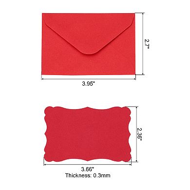 3.7"x2.4" Mini Envelopes with Blank Paper Business Cards, 200 Pack Small Index Flash Cards