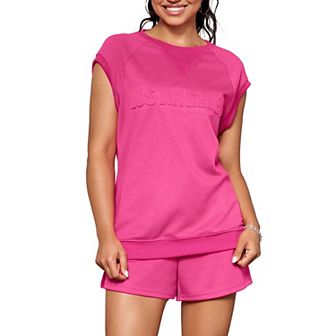 Womens 2 pc Sets Summer Tracksuit Cap Sleeve Tops Elactsic Waist Short Sets Casual Sweat Set