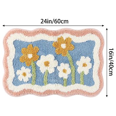 2Pcs Bathroom Rugs Soft Plush Fluffy Bath Mats Non Slip Extra Thick Printing Bathroom Mat 16" x 24"