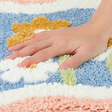 2Pcs Bathroom Rugs Soft Plush Fluffy Bath Mats Non Slip Extra Thick Printing Bathroom Mat 16" x 24"