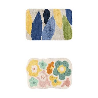 2 pc Bathroom Rugs Soft Plush Fluffy Bath Mats Non Slip Extra Thick Printing Bathroom Mat 16" x 24"